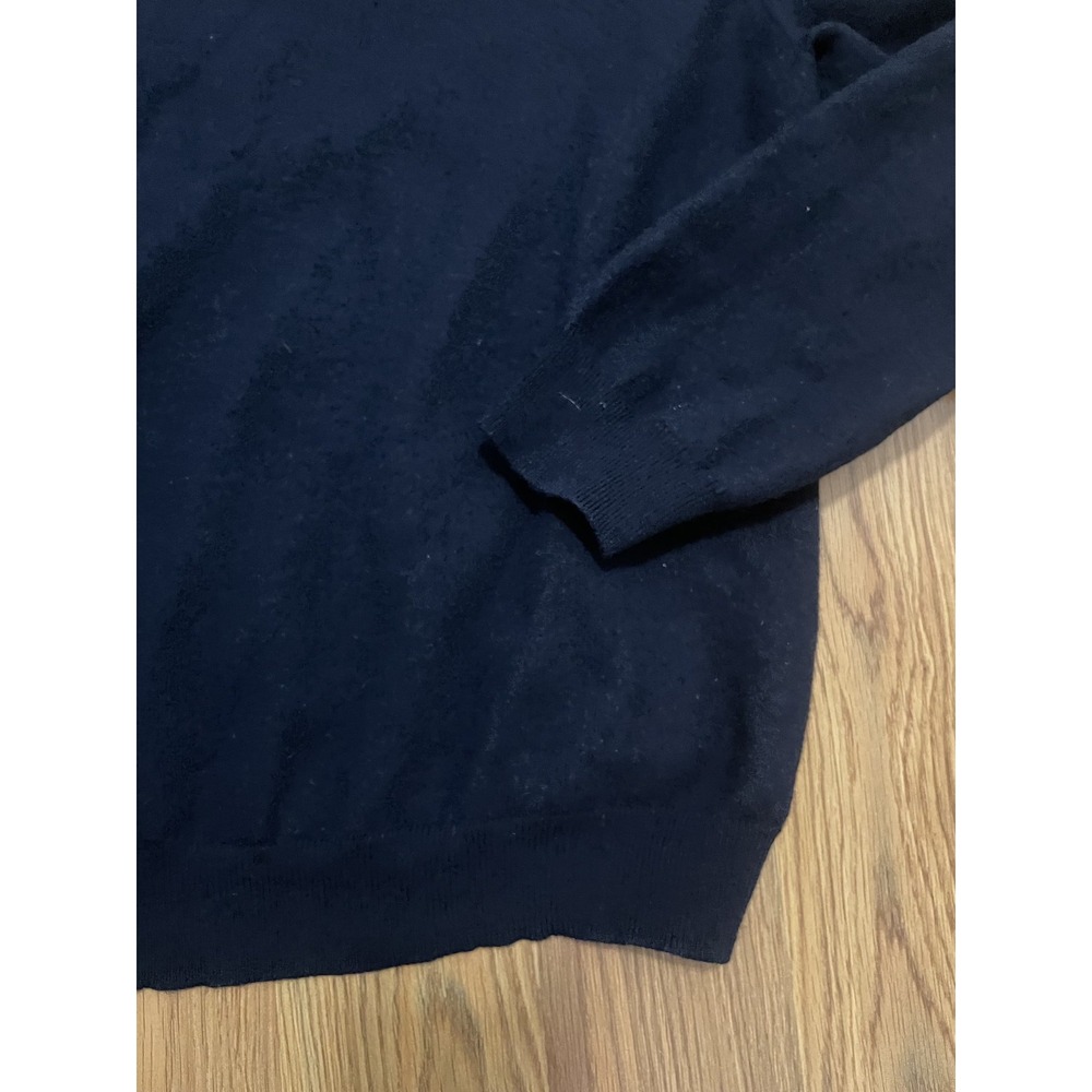 Brooks Brothers Mens XL V Neck Sweater Italian Merino Wool Navy Blue - Picture 7 of 11